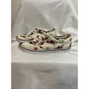 Vans Women’s 7 Atwood Low Pineapple Print Cream Yellow Green White Sole Excellen